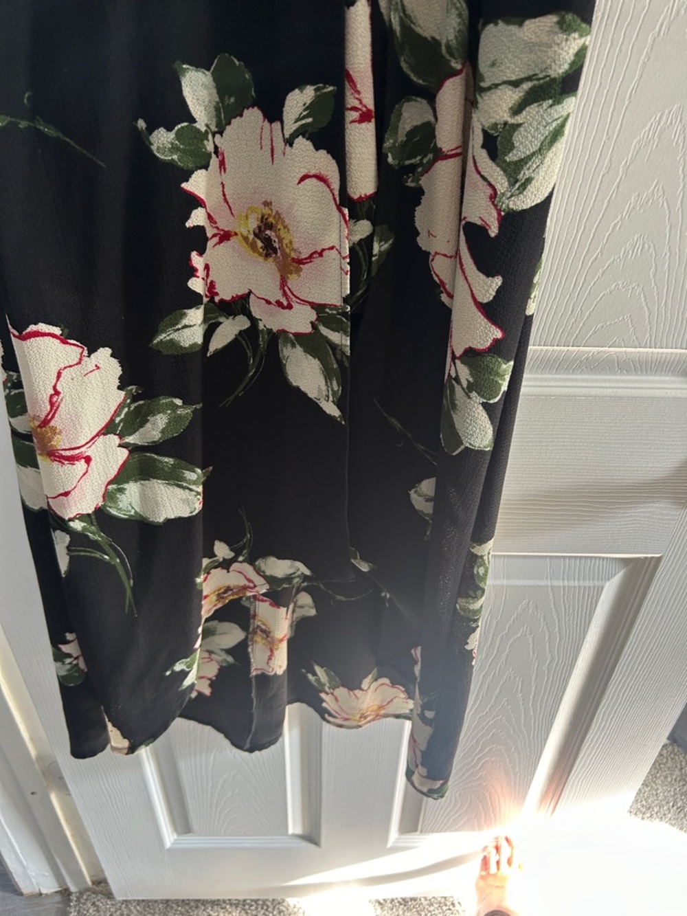Three Hearts Black Floral Maxi Dress with Cream and Green Blooms - Picture 3 of 8
